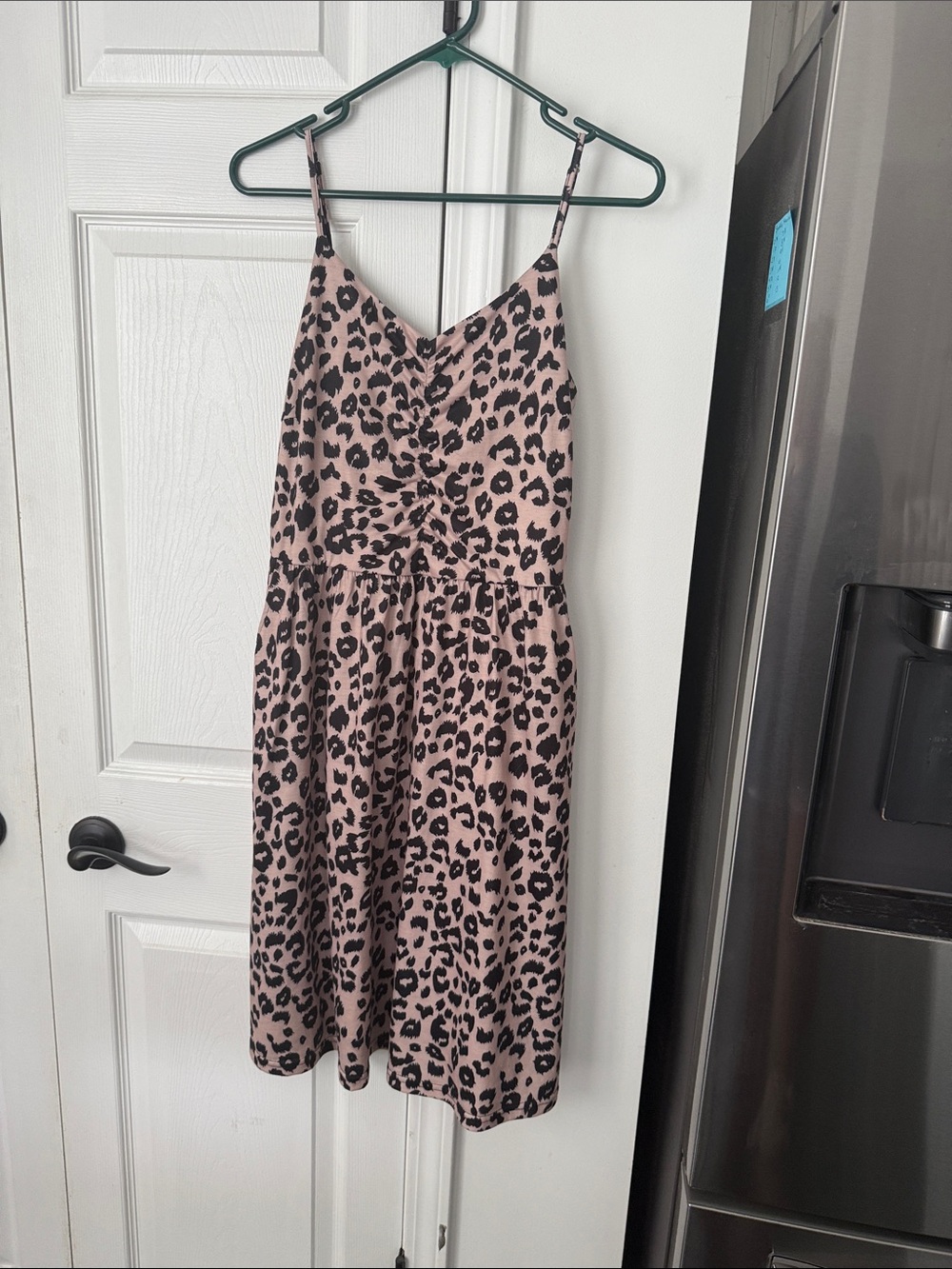 Sleeveless tan and black Leopard Print Sundress